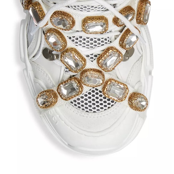 Gucci Flashtrek White Sneakers With Removable Crystals size 10 - Picture 10 of 14